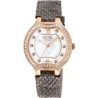 Lugano Swiss Diamond , White MOP Dial, IPRG Case,Genuine Italian Handmade Leather Strap Swiss Quartz Watch