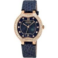 Lugano Swiss Diamond , Blue MOP Dial, IPRG Case,Genuine Italian Handmade Leather Strap Swiss Quartz Watch