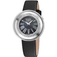 Gandria Swiss Diamond , 316L SS Case, Black MOP Dial, Genuine Italian Made Leather Strap Swiss Quartz Watch