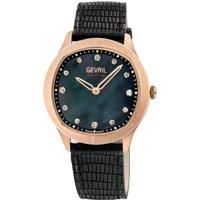 Morcote Swiss Diamond Black MOP Italian 10057 Leather Swiss Quartz Watch