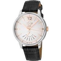 Rovescio SS Case, Silver/White Dial with embossed texture, Genuine Italian Handmade Black Leather Strap.