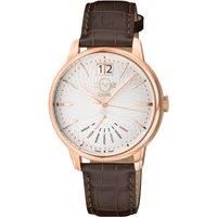 Rovescio IPRG Case, Silver/White Dial with embossed texture, Genuine Italian Handmade Brown Leather Strap