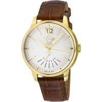 Rovescio IPYG Case, Silver/White Dial with embossed texture, Genuine Italian Handmade Light Brown Leather Strap