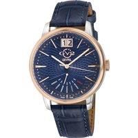 Rovescio SS Case, IPRG Bezel Ring, Blue Dial with embossed texture, Genuine Italian Handmade Blue Leather Strap.