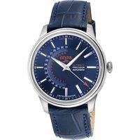 Guggenheim Automatic 316L Stainless Steel Blue Dial, Genuine Italian Handmade Blue Leather with White Stitching Watch