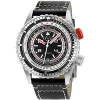 GV2 Contasecondi Black/Red Dial Black Calfskin Leather Watch