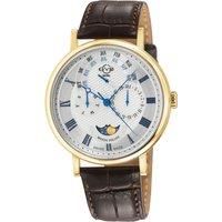 Maestro IPYG Case, White Textured Dial Dark Brown Handmade Italian Leather Moonphase Watch