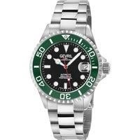 Wall Street Black Enamel Dial, Ceramic Green Bezel, 316L Stainless Steel Bracelet Watch.