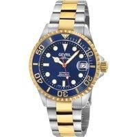 Wall Street Dark Blue Enamel Dial, Ceramic Blue Bezel, 316L Stainless Steel Two toned IPYG Bracelet Watch.