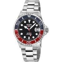 Wall Street Black Enamel Dial, Ceramic Blue/Red Bezel, 316L Stainless Steel Bracelet Watch