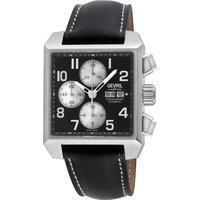 Herald Square Chronograph SS Case, Black Dial, Black Handmade Italian Leather Strap Watch