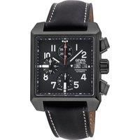 Herald Square Chronograph IP/BLK Case, Black Dial, Black Handmade Italian Leather Strap Watch