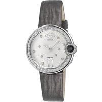 Perugia Diamond Watch Silver/White Dial, Genuine Safiano Black Handmade Leather Strap