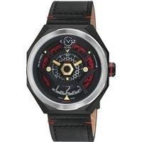 Stella Solar Power Black/Red/GP Dial, Black/Red Handmade Italian Leather Watch