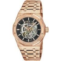 Gotham Swiss Automatic PO24 Skeleton Black Dial, IPRG Satin Bracelet Watch