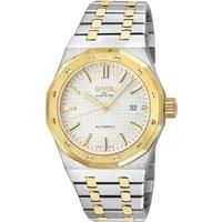 Gotham 49403B Swiss Made Automatic, Sellita SW200-1 White/Silver Embossed Dial Stainless Steel Watch