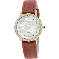Spello II IP Gold Case, White MOP Dial, Blue Handmade Italian Leather Strap