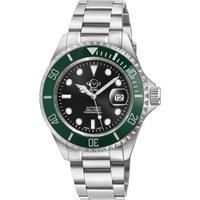 Men's Liguria 316L Stainless Steel Case, Green Bezel, Black Dial Stainless Steel Bracelet Watch