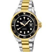 Men's Liguria 316L Stainless Steel Cae,Black Bezel, Black Dial, Two Tone Gold/Stainless Steel Bracelet Watch