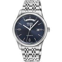 Gevril Men's Excelsior Swiss Automatic Sellita SW240 Day Date 42 MM Steel Watch in Silver