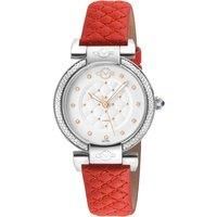 GV2 Berletta Women's 316L Stainless Steel Case, White Dial, Red Handmade Quilted Leather Strap.