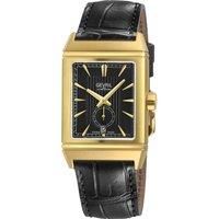 Time Square 316L Stainless Steel IPYG Case, Black Dial, Black Handmade Italian Leather Watch