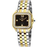 GV2 Women's Milan Swiss Quartz Diamond Two toned Black Onyx Dial Watch