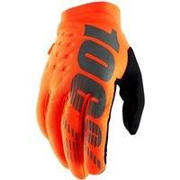 100% Men BRISKER Glove Gloves - Fluro Orange/Black, MD