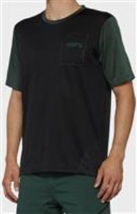 100% MTB WEAR Ridecamp Short Sleeve Jersey Black/Forest Green-M T-Shirt, Grey, L-XL
