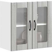 Kitchen Wall Cabinet with Glass Door Lucca Grey Sonoma Engineered Wood