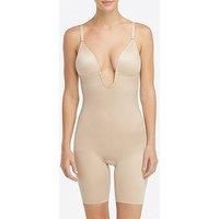 Spanx Suit Your Fancy Plunge Low Back Mid Thigh Bodysuit  Nude