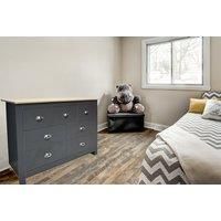 Contemporary 7-Drawer Chest - Dark Grey & Light Oak Bedroom Storage, Sturdy MDF