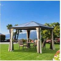 Portable Gazebo Canopy With Aluminum Frame In 3M X 3M Spacious Size - Brown