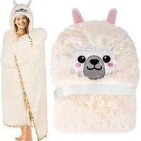 Fuzzy Wearable Alpaca Hooded Blanket In 3 Colour Options - Green