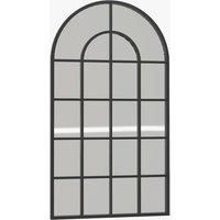 Black Arched Metal Wall Mirror - Contemporary Living Room Statement, Easy-Mount, Shatter-Resistant Glass
