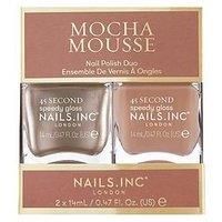 Nails Inc 45 Second Speedy Gloss Mocha Mousse Nail Polish Duo, Espresso Nude Shades, Brown Hues, Glossy, No Chip, Long Lasting, Quick Dry, Air Dry, Professional Manicure & Pedicure, Vegan, 2 Piece Set