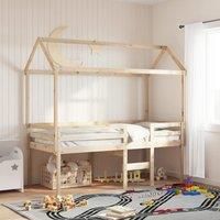 High Sleeper Bed without Mattress 90x200 cm Solid Wood Pine