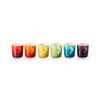 Le Creuset Stoneware Rainbow Espresso Mugs, Set of 6, 100ml