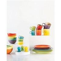 Le Creuset Stoneware Rainbow Multicolor Set of 12, 10"/27cm Dinner Plates NEW