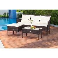 Cream 4-Seater Rattan Garden Furniture Set!