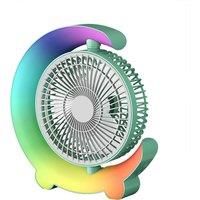 Usb Powered Tabletop Fan With Adjustable Lighting & Wind Speeds! - Green