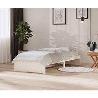 Bed Frame White Solid Wood 90x200 cm