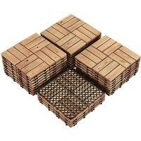 Yaheetech 27pcs Indoor/Outdoor Wood Flooring Patio Tiles, 12" x 12" Natural Wood