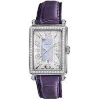 Gevril Women's 7247NL Avenue Of Americas Mini Diamond Blue Leather Date Watch
