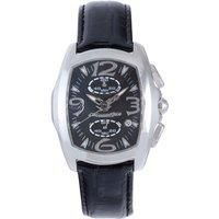 Black Dial Silver Bezel Black Band Watch