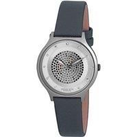 Orstead Silver Sunray Dial Watch, UP Dots & Swarovski Indexes, Grey Satin Band