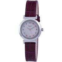 Djursland MOP dial with Swarovski crystal indices, leather crocodile pattern top Strap Watch