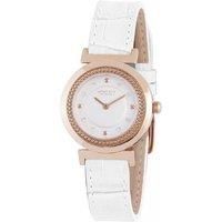 Djursland MOP dial with Swarovski crystal indices, leather crocodile pattern top Strap Watch