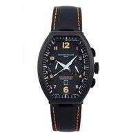 Black Dial With Orange Indices Black Band Watch