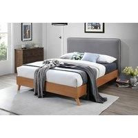 Danish Modern Grey Fabric & Wood Combi Bed - Double Or King!